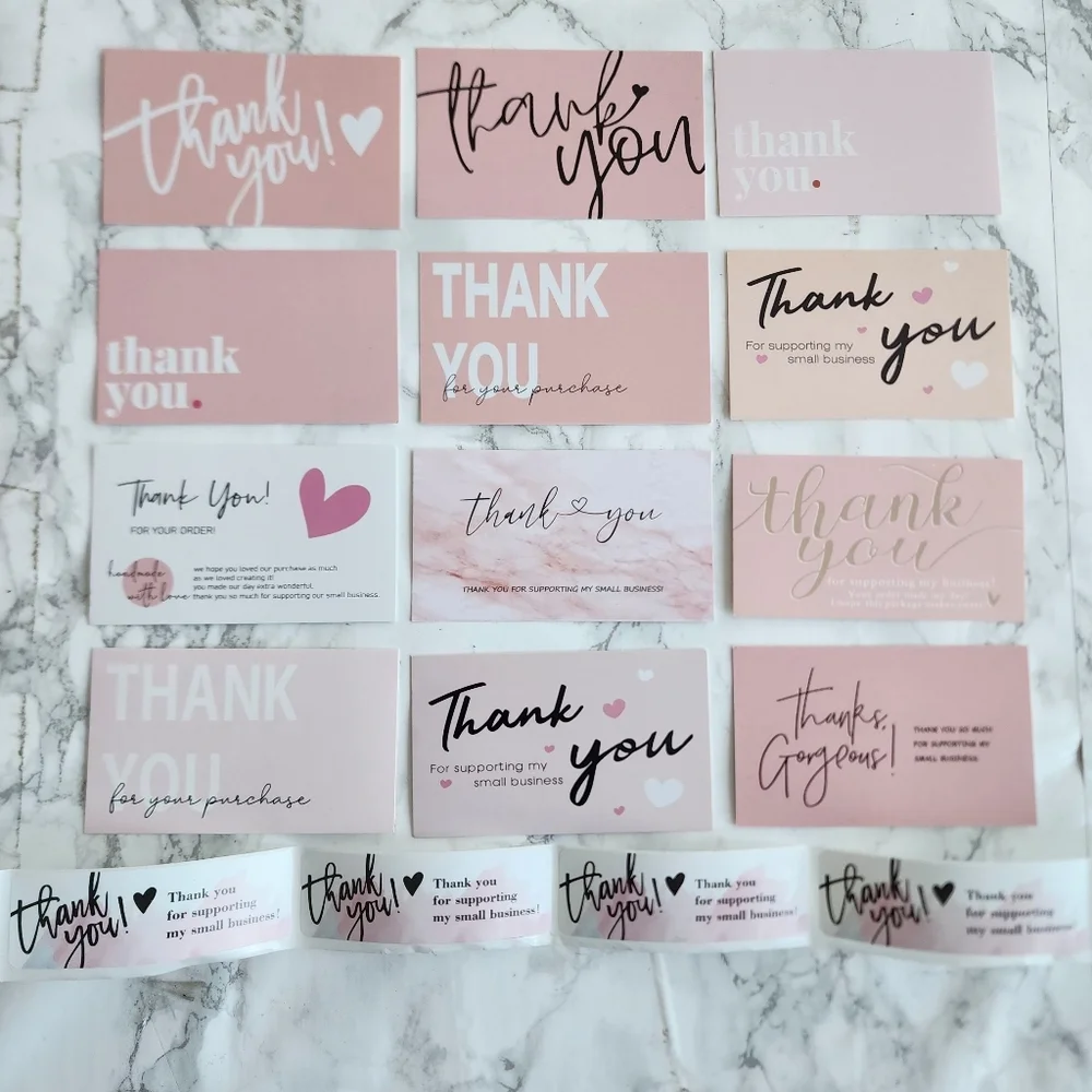 220pc Thank You Business Cards & Stickers